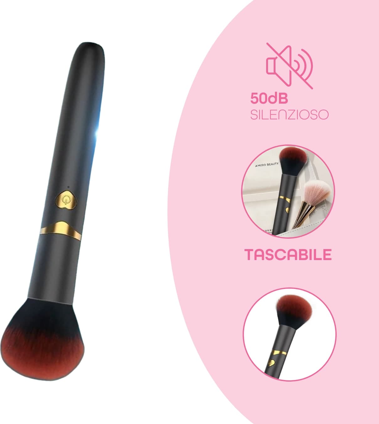 Vibratore a forma di Pennello Trucco con 10 Modalità di Vibrazioni Ricaricabile - 6
