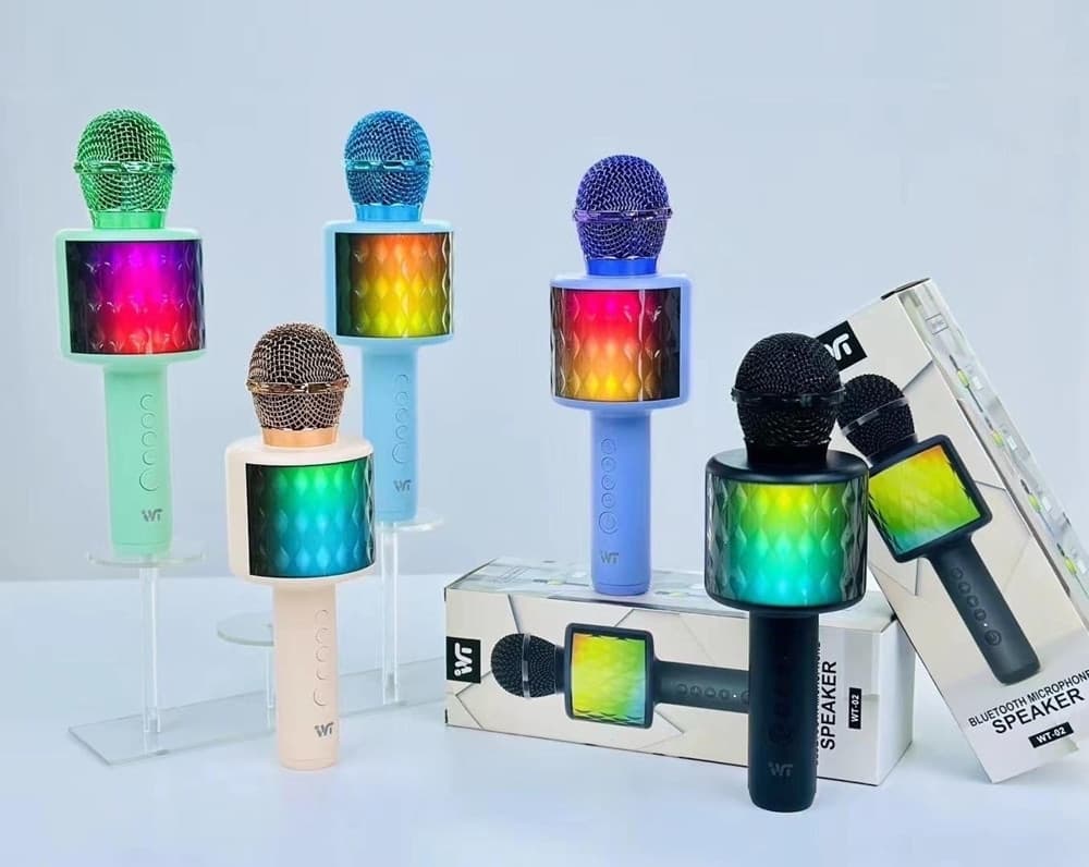 MICROFONO KARAOKE CON BATTERIE CONNESSIONE BLUETOOTH SPEAKER PORTATILE PULSANTI MUSICA - 2
