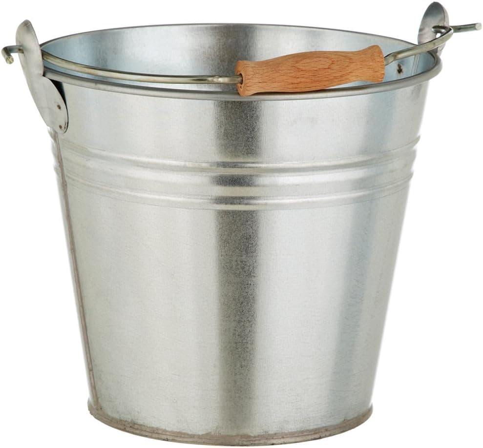 Secchio Zincato 10 l con Manico in Ferro e Inserto in Legno Resistente - 6