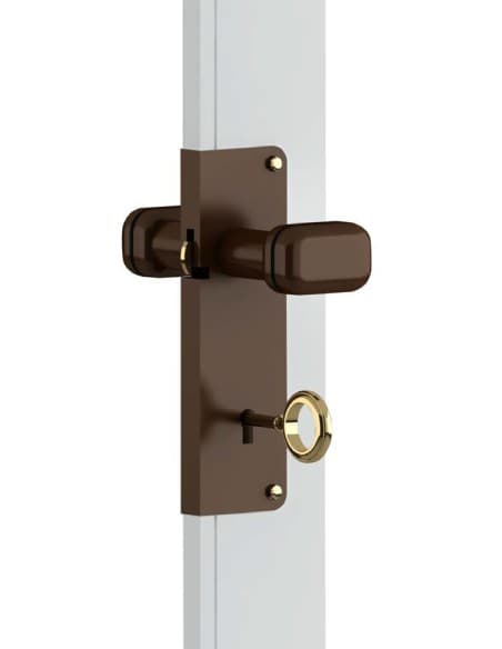 Serratura con Pomolo in Plastica per Porte a Soffietto Noce Pinto - 3