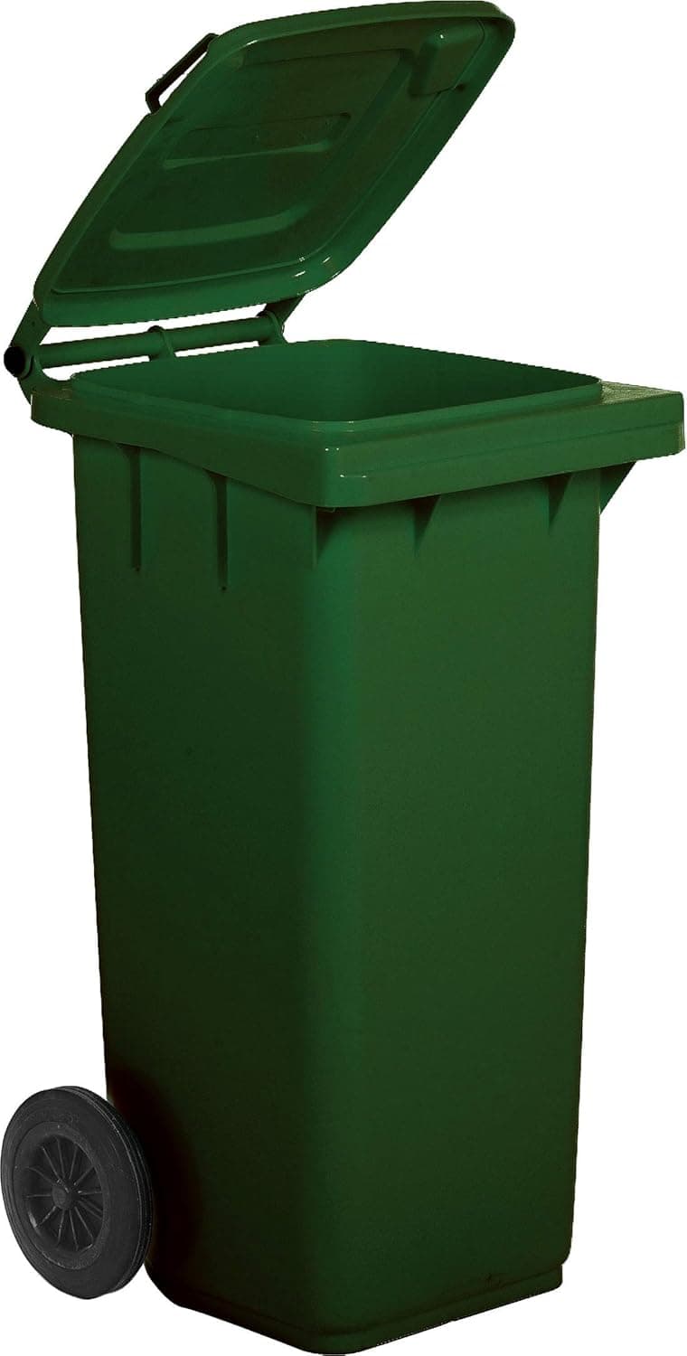 Bidone per la Raccolta Differenziata 120 l Carrellato Colore Verde per Uso - 4