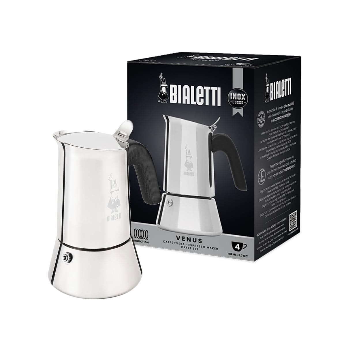 Caffettiera Venus 4 Tazze in Acciaio Inox Lucido e Satinato Compatibile - 7