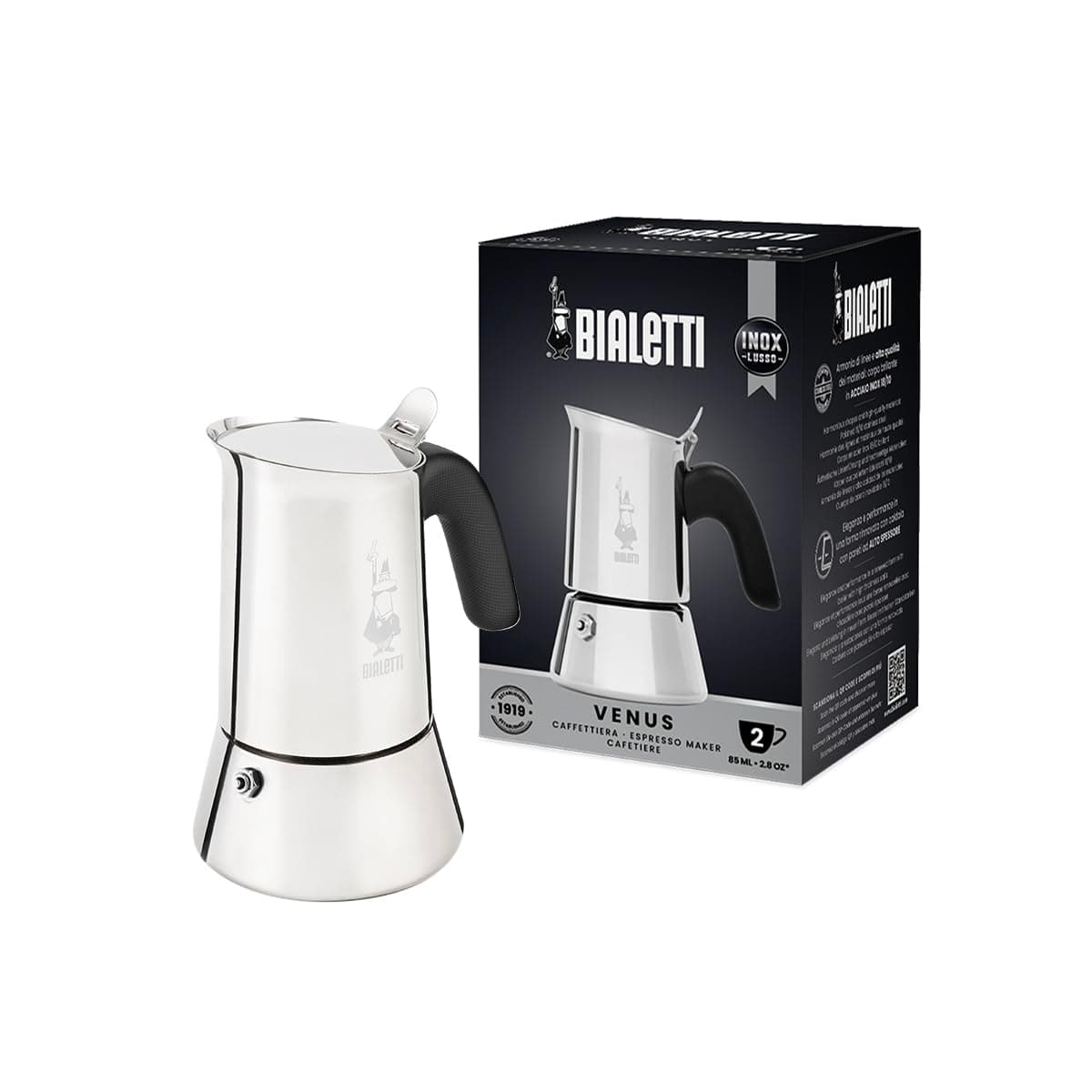 Caffettiera Venus 2 Tazze in Acciaio Inox Caffè Espresso Manico Ergonomico - 8