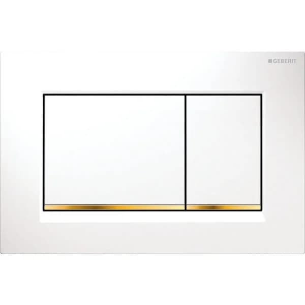 Placca di Comando Sigma 30 Doppio Tasto Bianco Oro Bianco Geberit - 3