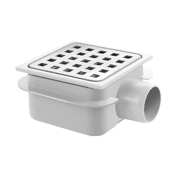 Piletta Scarico in ABS con Griglia in Acciaio INOX Dh 105 x 105 x H 62 x 81 - 2
