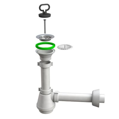 Sifone Scarico Lavello a Fiasca Magnum a Una Via 11 x 2 Bonom Ø 40 x 230 mm - 3