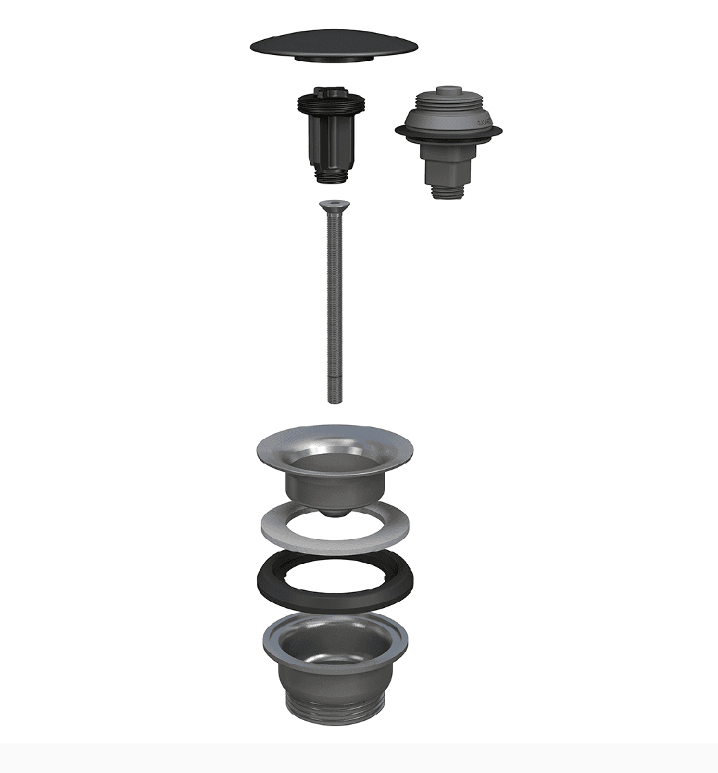 Piletta Scarico a Scatto per Lavabo Bonom Tappo in Ceramica Nera Lucida - 2