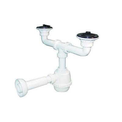 Sifone Scarico PVC 2 Vie C Piletta per Porcellana con Canotto Dh 11 x 4 - 3