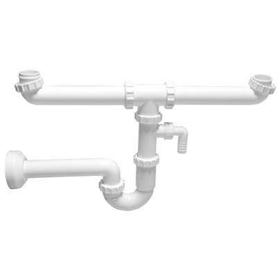 Sifone Scarico per Lavelli a 2 Vie con Attacco Lavatrice Dh 1 ½ Ø 40 - 3