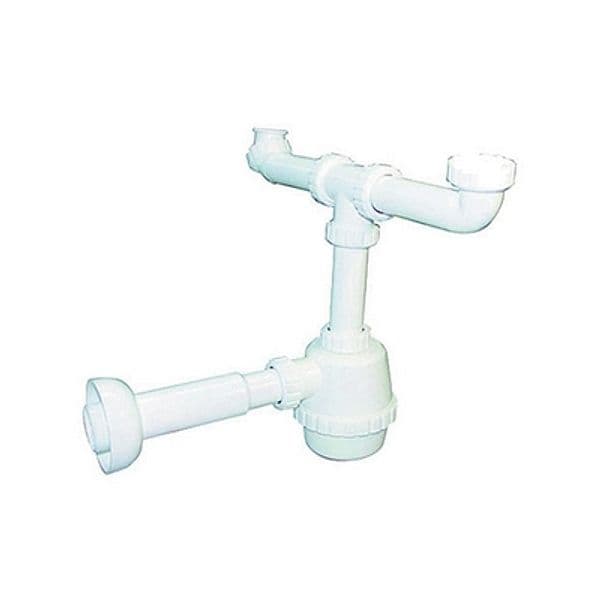 Sifone Scarico PVC 2 Vie S Piletta per Porcellana con Canotto Dh 11 x 4 - 3