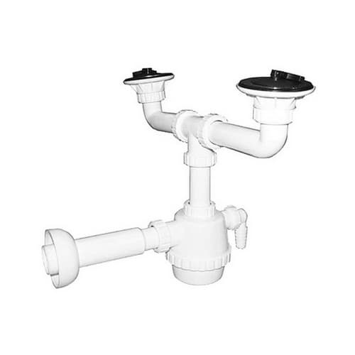 Sifone PVC 2 Vie C Piletta e Scarico Lavatrice C Canotto Dh 11 x 4 - 3
