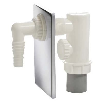 Sifone Scarico Incasso Lavatrice in PP con Piastra Acc INOX Ghidi Ø 40 - 2