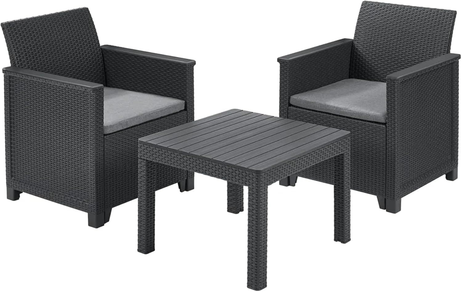 Salottino da Esterno Emma Balcony Set in Resina Effetto Rattan 3 Pezzi - 11