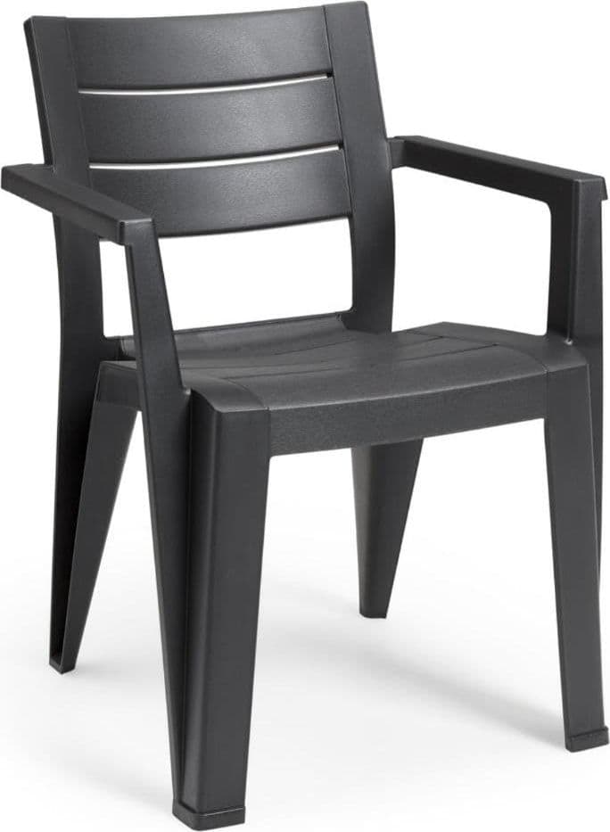 Sedia da Giardino in Resina Effetto Legno Finitura Liscia Grafite Julie – Keter