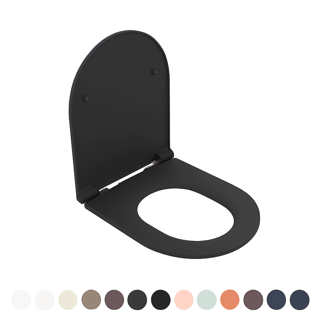 Sedile WC Soft Close Infinity per Filomuro Nero Opaco Coprivaso Copriwater - 3