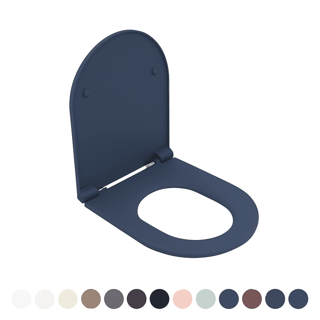 Sedile WC Soft Close Infinity per Sospeso Blu Opaco Coprivaso Copriwater - 3