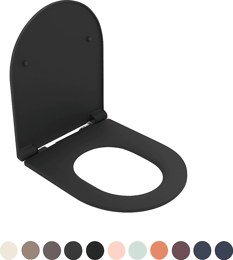 Sedile WC Soft Close Infinity per Sospeso Nero Opaco Coprivaso Copriwater - 3