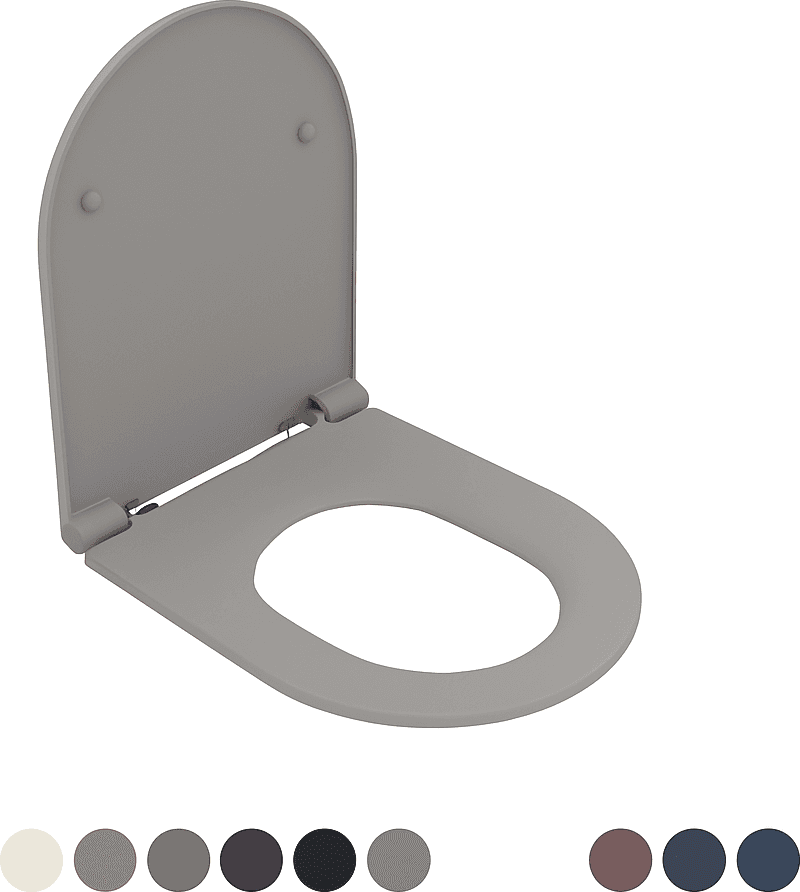 Sedile WC Soft Close Infinity per Sospeso Grigio Pietra Opaco Coprivaso - 3