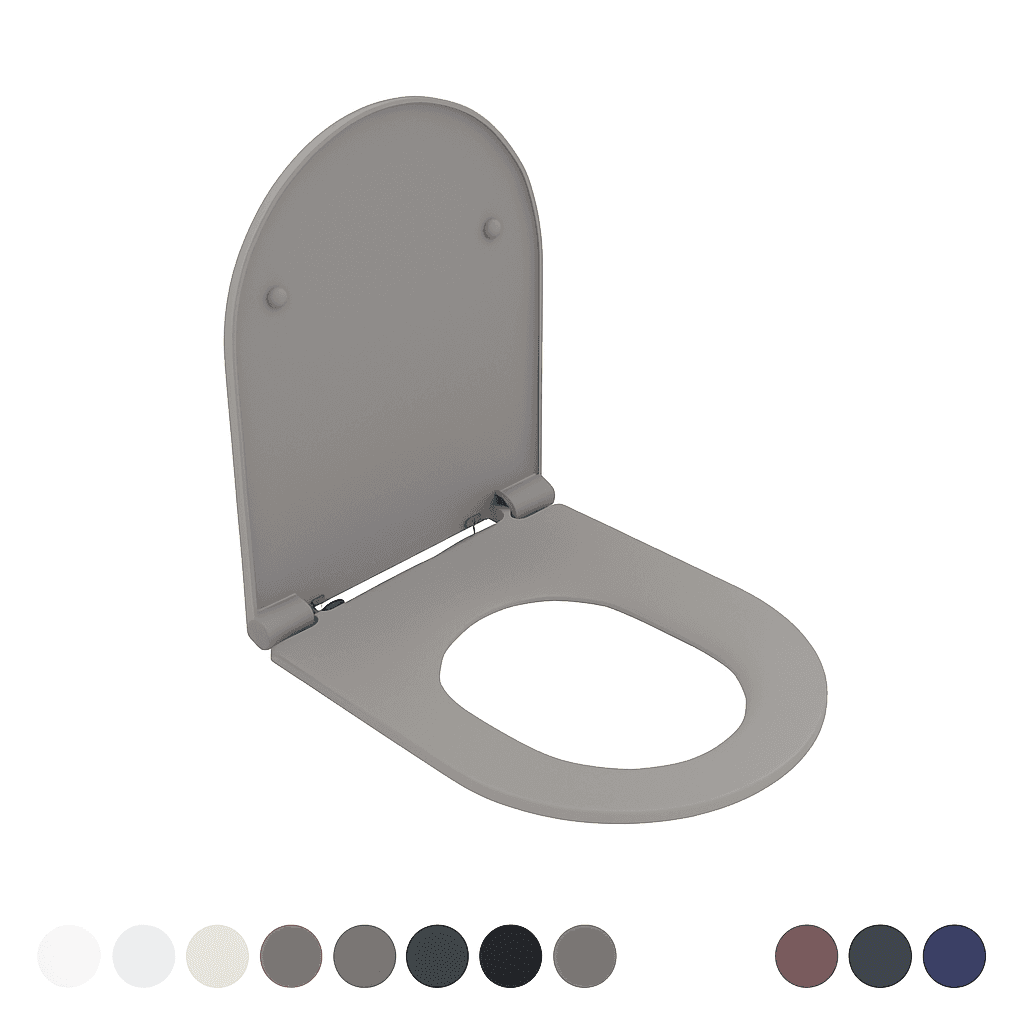Sedile WC Soft Close Infinity per Sospeso Grigio Pietra Opaco Coprivaso - 3