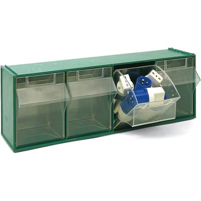 Cassettiera Sovrapponibile in PP Fox 206 Verde Lxpxh = 600 mm x 177 x 206 - 3
