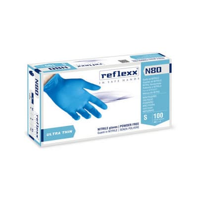 100 Pezzi Guanti in Nitrile Ultra Sottili N80B Refle Taglia M - 3