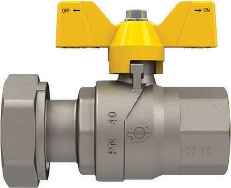 Valvola a Sfera Gas con Farfalla Futurgas Femmina Dado Fiv 1/2 x 3/4 DN 15