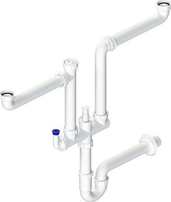 Sifone Scarico Salvaspazio a 2 Vie con Att Lavastoviglie Dh 11 x 2 - 2