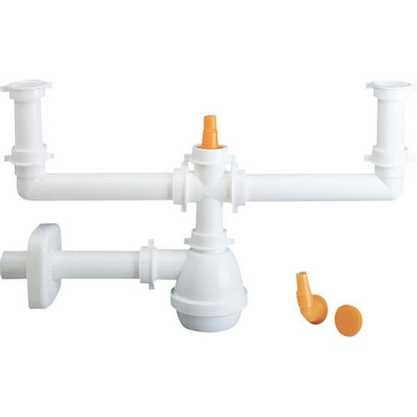 Sifone Scarico Tipo M per Lavelli a 2 Vie con Attacco Lira 11 x 2 - 4