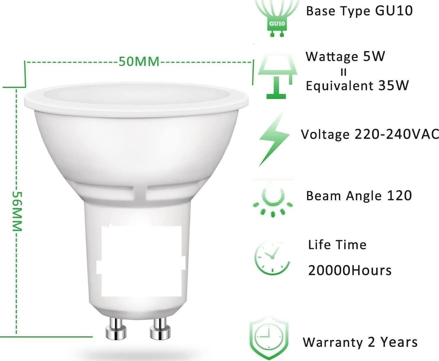 Lampadine LED GU10 5W (10 Pezzi),Luce Bianco Caldo 3000K ,Pari a Faretto Alogeno in Lampadine a LED CL Store - Battipaglia, commercioVirtuoso.it