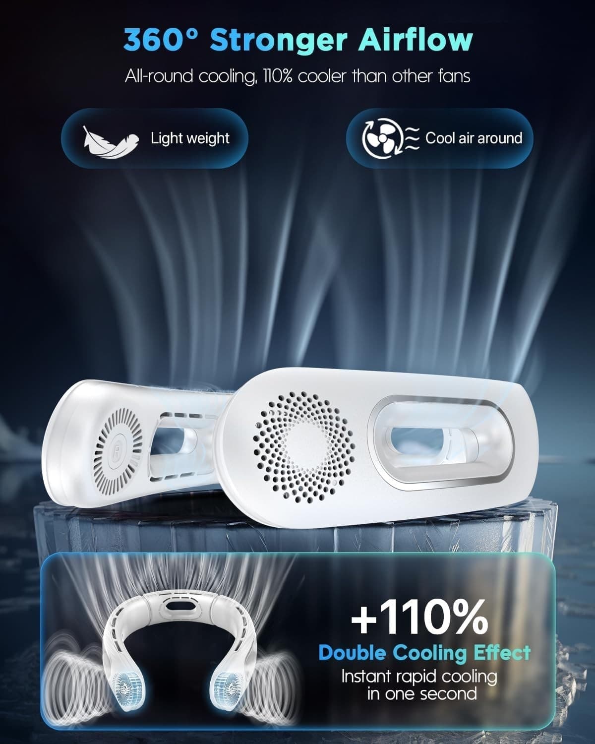 Ventilatore da Collo Portatile Ricaricabile Senza Lama con 4 Velocità - 8