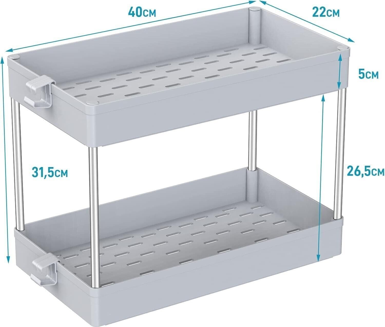 Scaffale Organizer sottolavello cestino per ripiano bagno portaoggetti - 2
