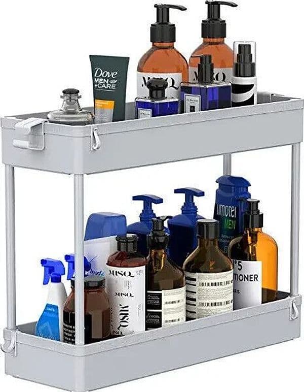 Scaffale Organizer sottolavello cestino per ripiano bagno portaoggetti - 5