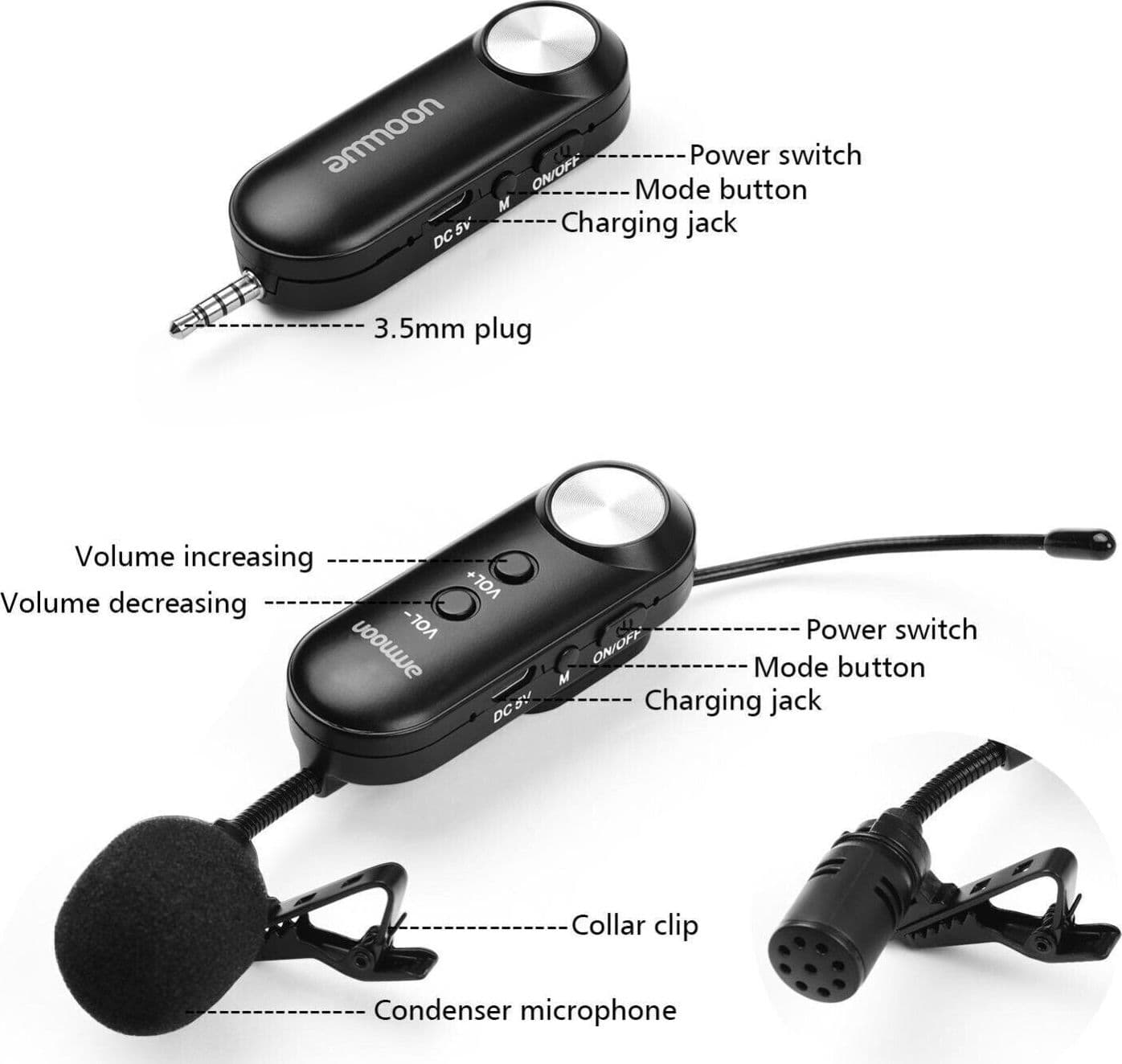 Ammoon U260 Versione per cellulare UHF Microfono wireless multiuso Lavalier in Microfoni esterni CL Store - Battipaglia, commercioVirtuoso.it