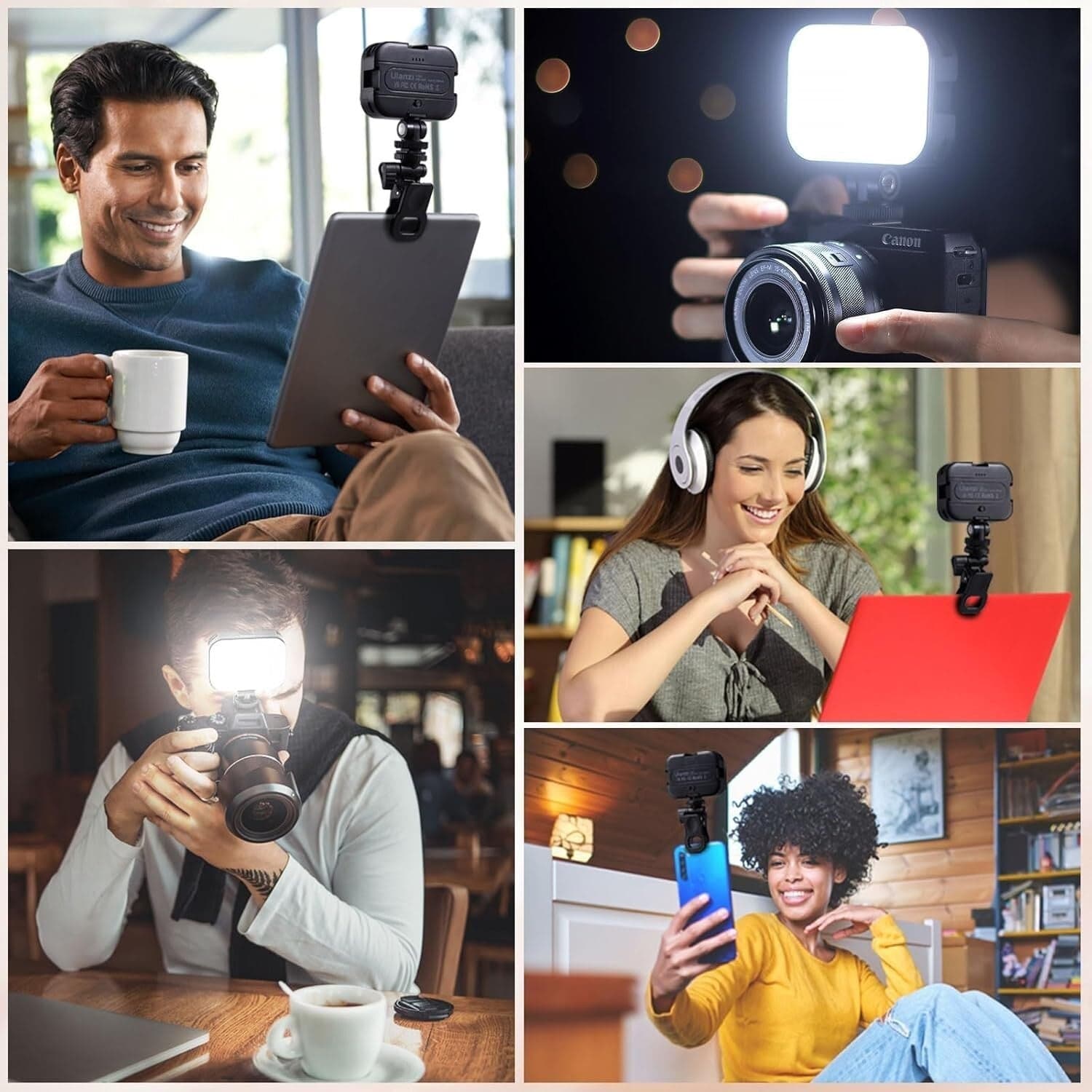 Luce selfie ULANZI VL100X con clip, luce video a LED con batteria da 2000 mAh - 7