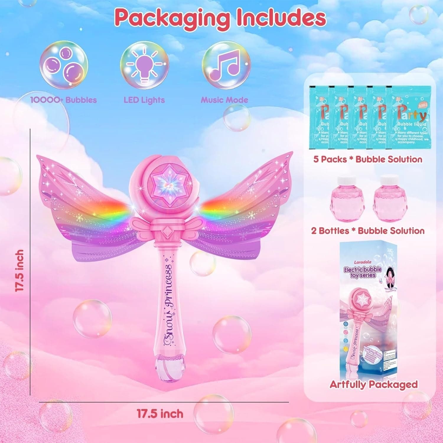 Macchina Bacchette per bolle di sapone per bambine con luce e musica in Soffiatori di bolle CL Store - Battipaglia, commercioVirtuoso.it