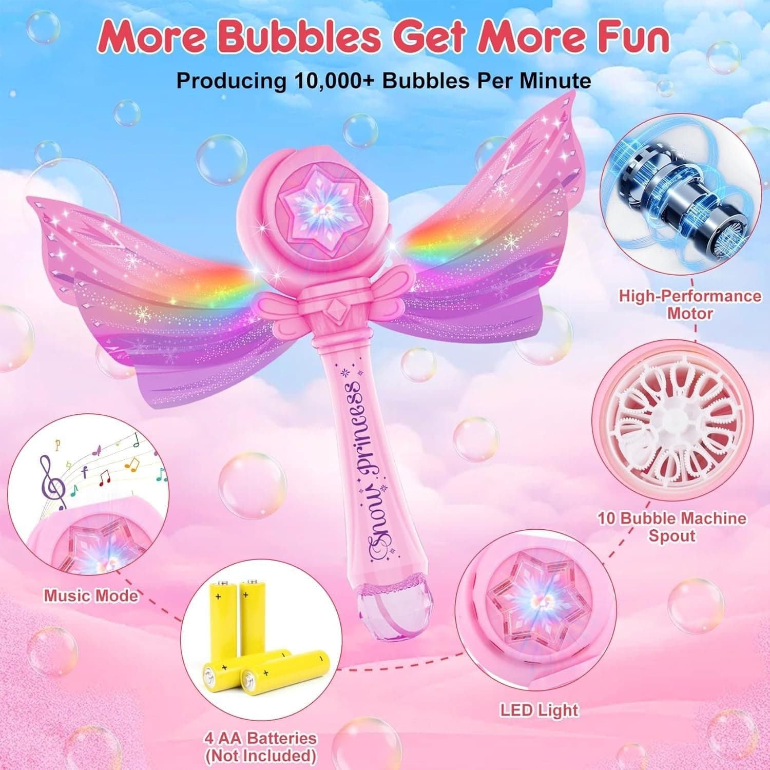 Macchina Bacchette per bolle di sapone per bambine con luce e musica in Soffiatori di bolle CL Store - Battipaglia, commercioVirtuoso.it