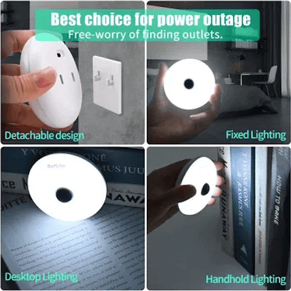 Luce notturna portatile, luci notturne a LED bianco caldo Sensore dal crepuscolo in Luci notturne per bambini CL Store - Battipaglia, commercioVirtuoso.it