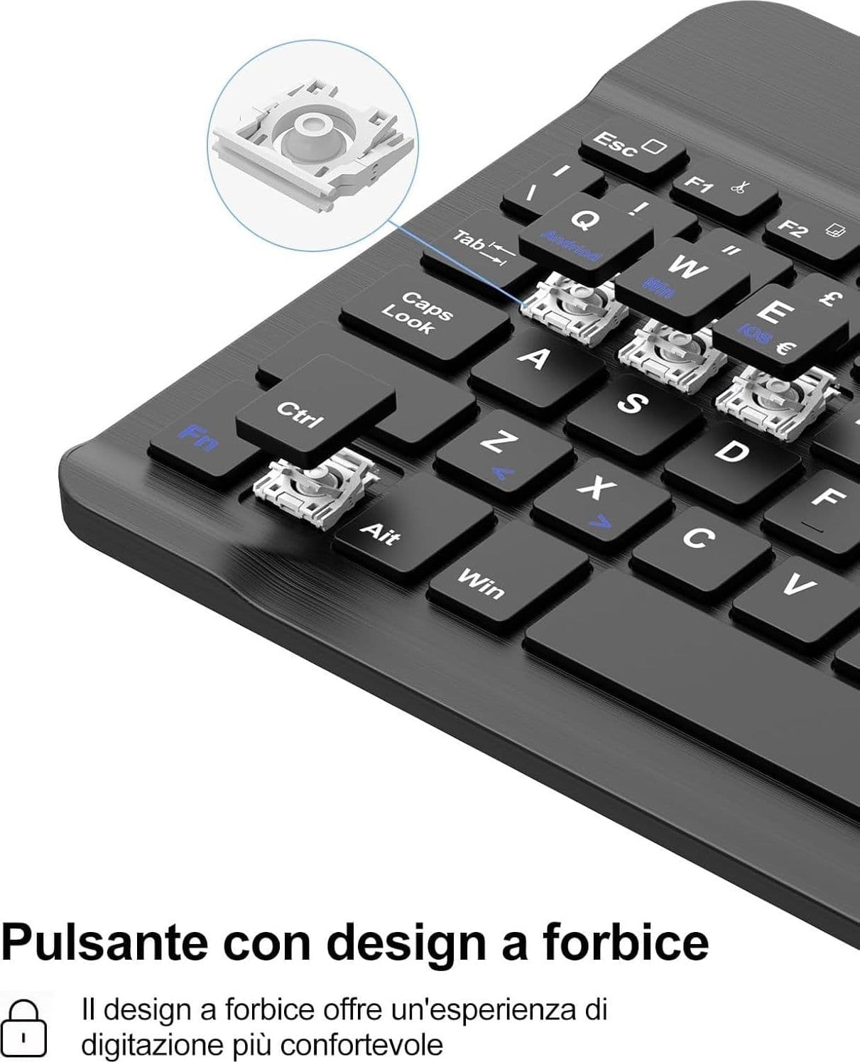Mini Tastiera per iPad PC Laptop QWERTY wireless italiana Tasti rapidi - 2