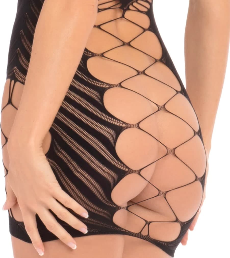 Mini Abito Sexy Bondage con Intrecci Vestito Erotico Aderente Lingerie Donna Hot - 4