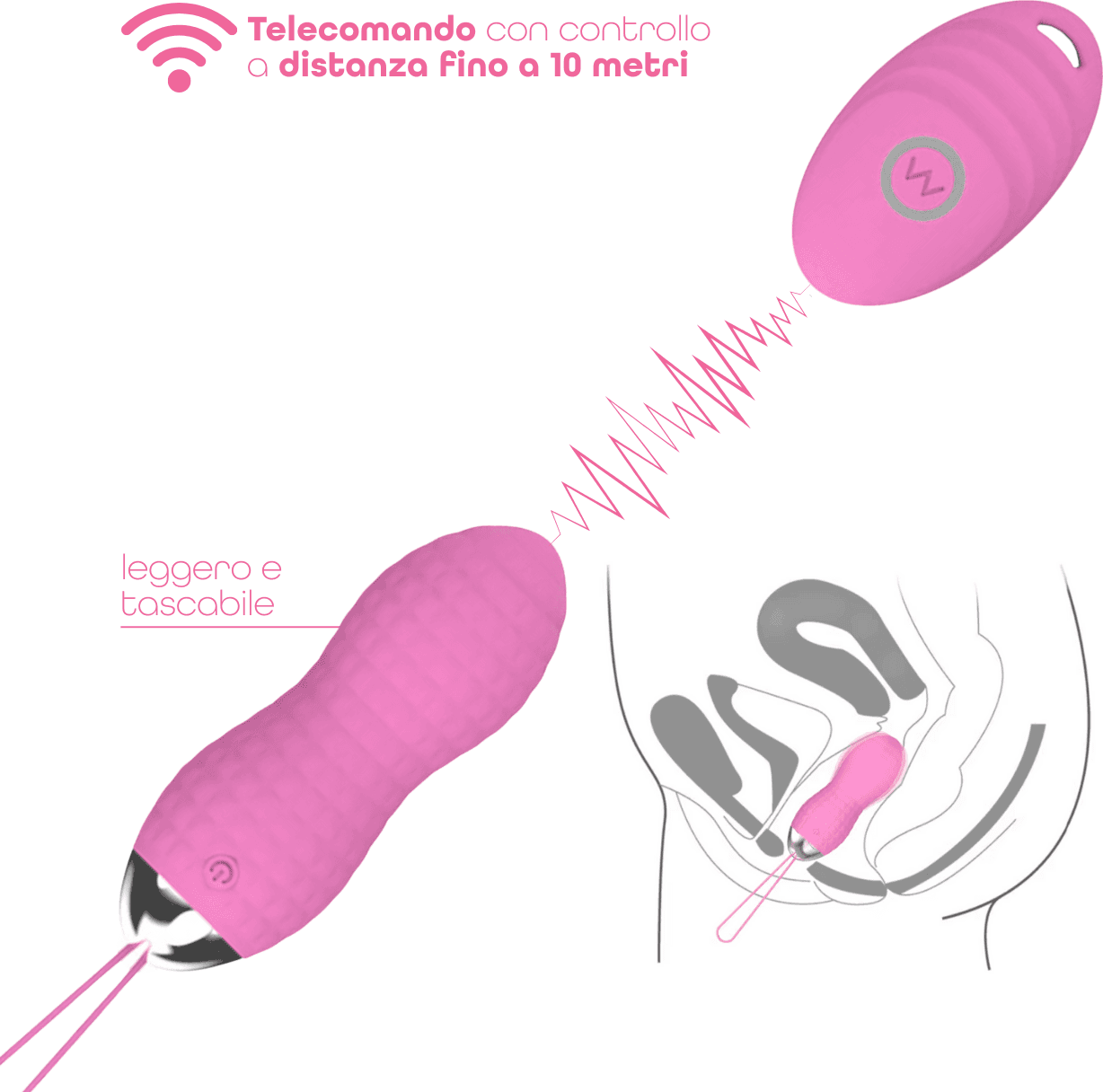 Ovetto Vibrante Telecomandato con 10 Modalità di Vibrazione in Silicone Sex Toy - 13
