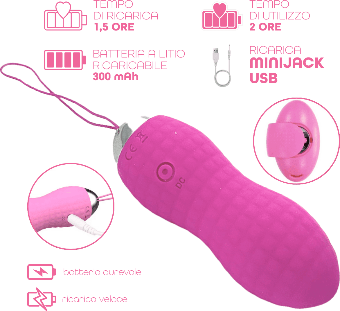 Ovetto Vibrante Telecomandato con 10 Modalità di Vibrazione in Silicone Sex Toy - 15