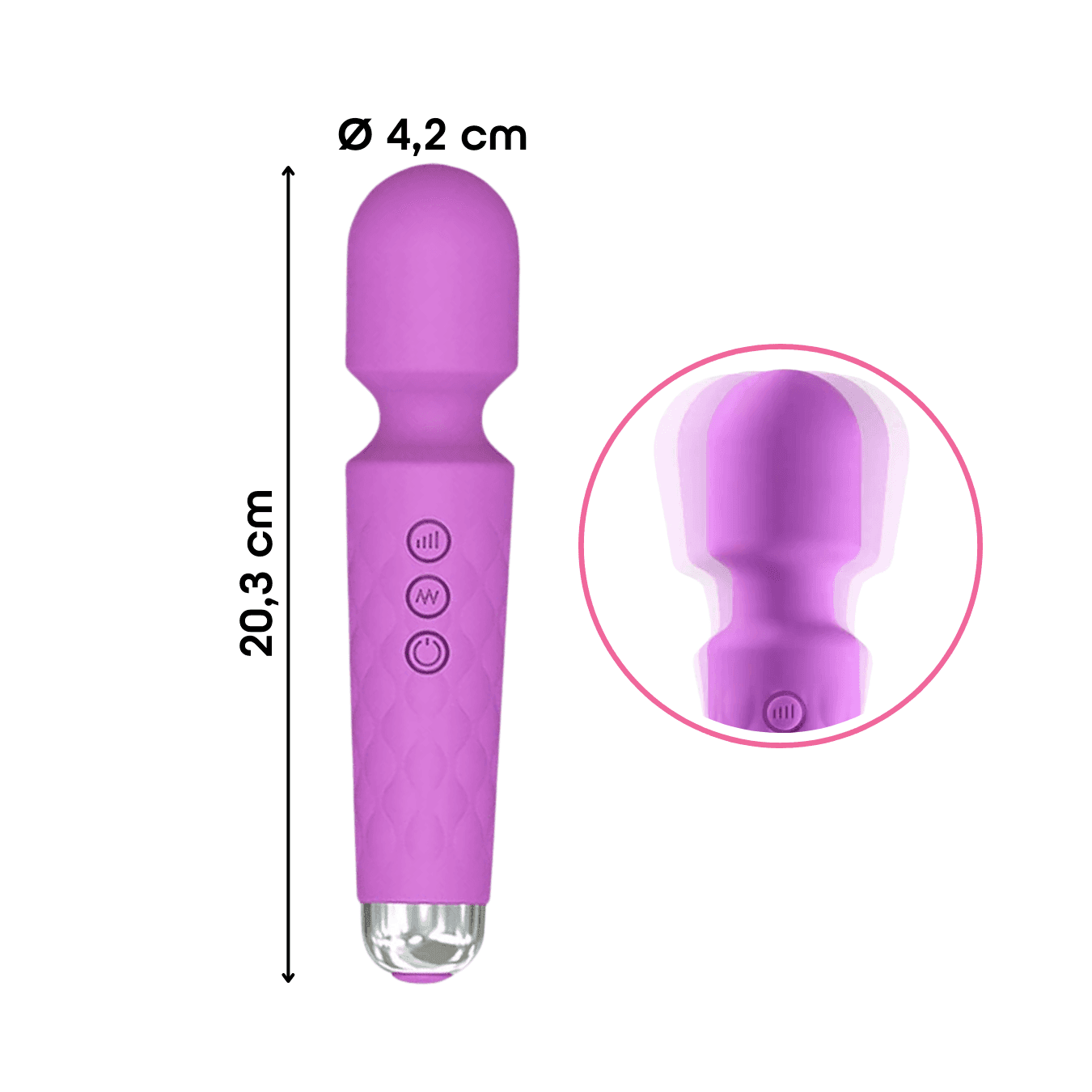 Wand Massager Massaggiatore Vibratore Ricaricabile in Silicone Sex Toy per Donna - 14