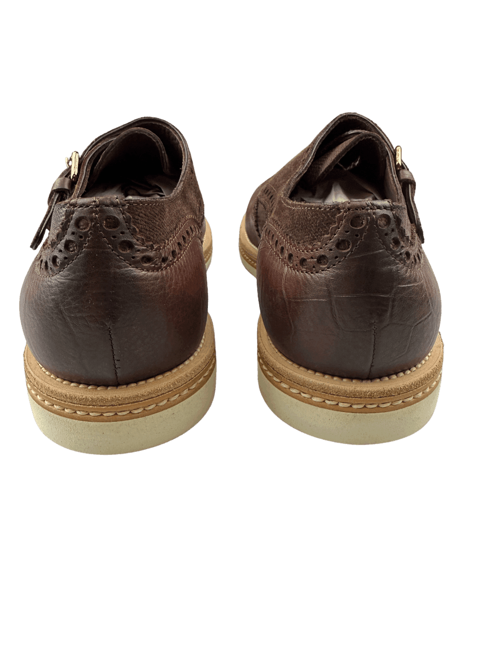 Scarpe Uomo Santoni - Doppia fibbia Brogue Pelle/scamosciata colore testa di moro - 4