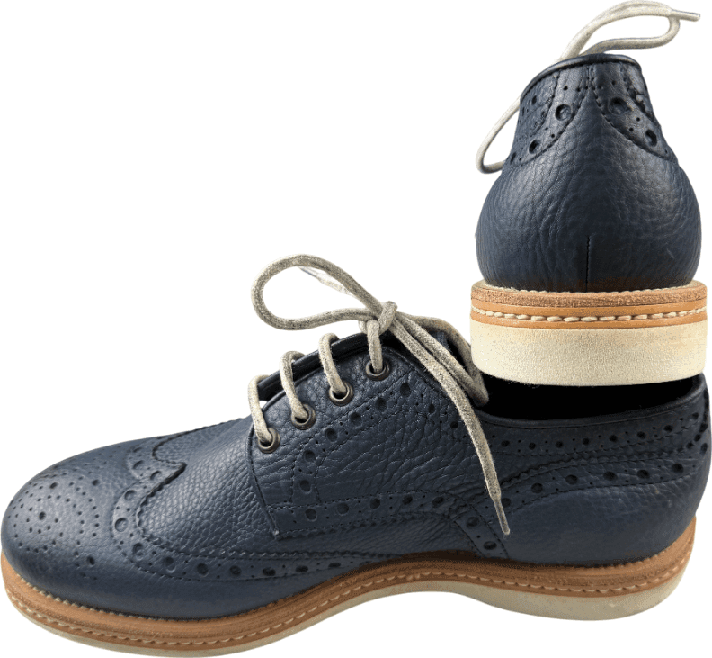 Scarpa uomo Santoni - Derby Brogue Rondine pelle martellata blu - 4