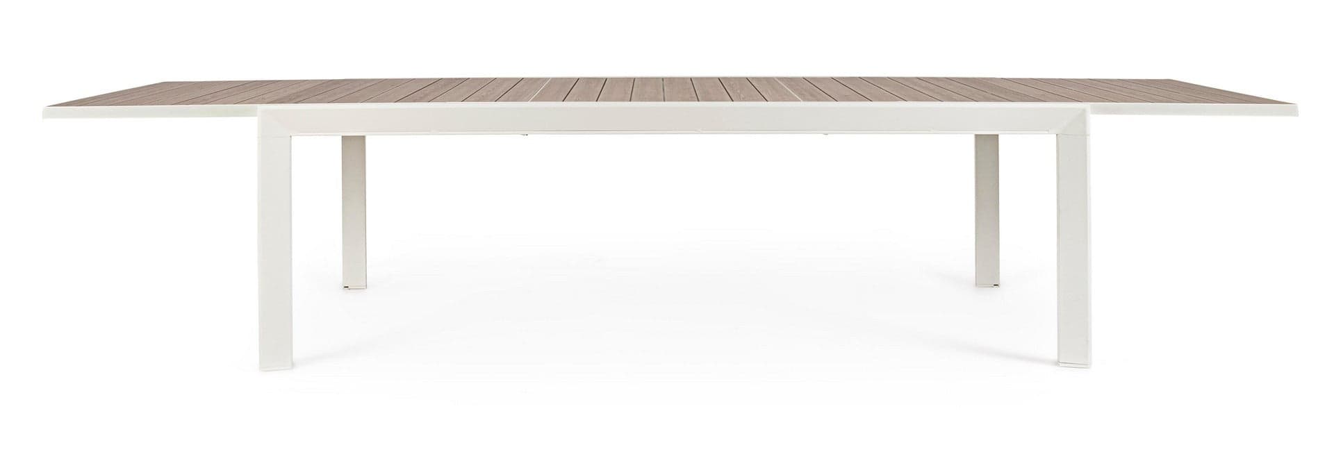 Tavolo "Belmar" allungabile con struttura in alluminio, piano con doghe, per arredo interno ed esterno in Tavoli da sala da pranzo Decor Space - Altamura, commercioVirtuoso.it