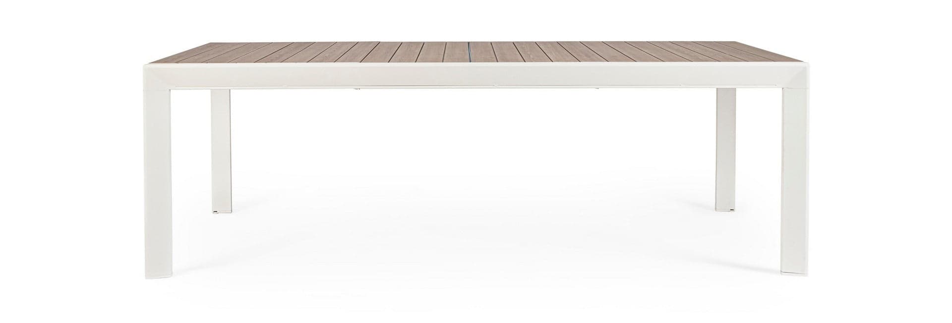 Tavolo "Belmar" allungabile con struttura in alluminio, piano con doghe, per arredo interno ed esterno in Tavoli da sala da pranzo Decor Space - Altamura, commercioVirtuoso.it