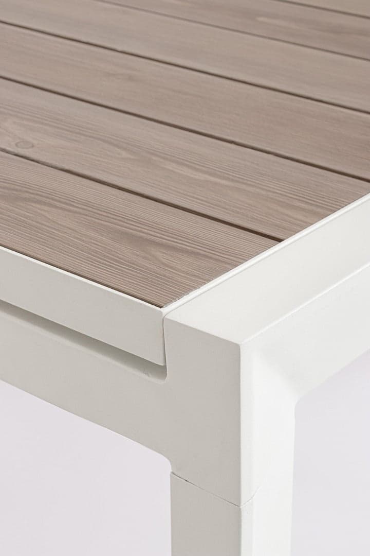 Tavolo "Belmar" allungabile con struttura in alluminio, piano con doghe, per arredo interno ed esterno in Tavoli da sala da pranzo Decor Space - Altamura, commercioVirtuoso.it