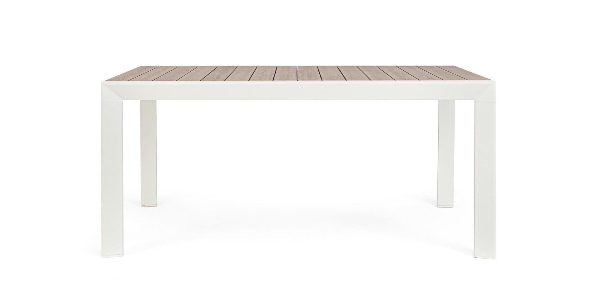 Tavolo "Belmar" allungabile con struttura in alluminio, piano con doghe, per arredo interno ed esterno in Tavoli da sala da pranzo Decor Space - Altamura, commercioVirtuoso.it