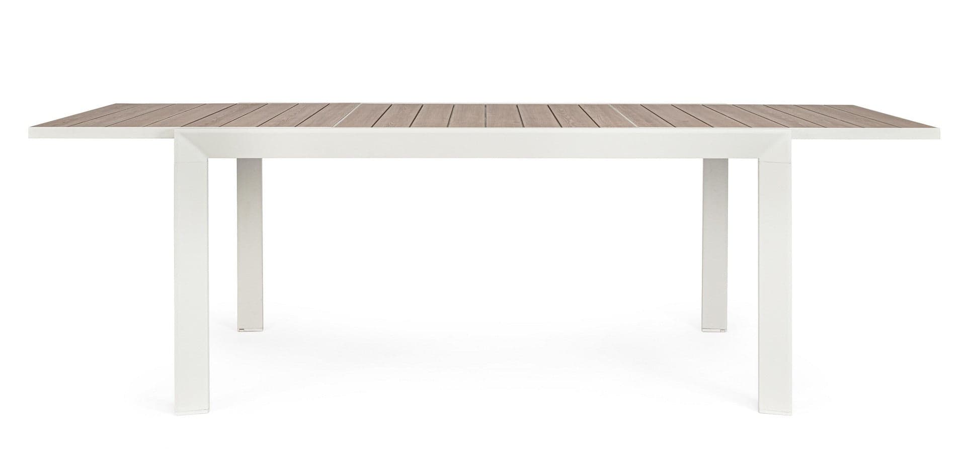 Tavolo "Belmar" allungabile con struttura in alluminio, piano con doghe, per arredo interno ed esterno in Tavoli da sala da pranzo Decor Space - Altamura, commercioVirtuoso.it