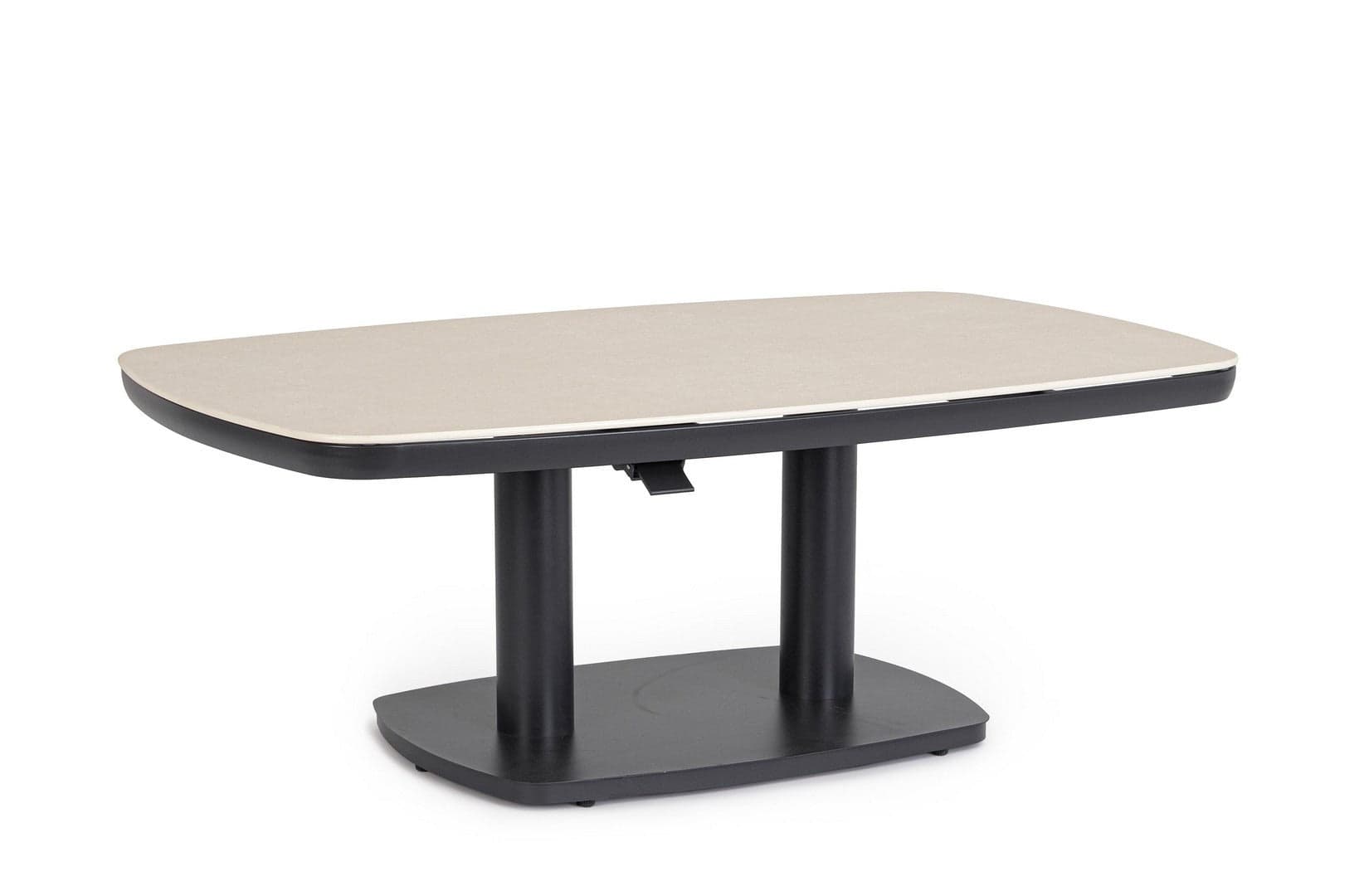 Tavolo "Talete" regolabile con struttura in alluminio, piano in pietra sinterizzata, per arredo interno ed esterno in Tavoli da sala da pranzo Decor Space - Altamura, commercioVirtuoso.it